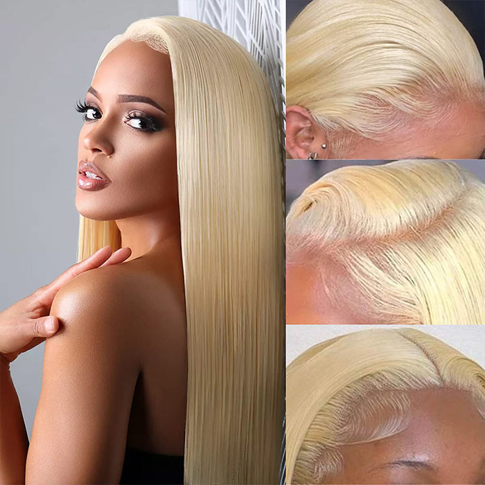 #613 Blonde Wig Glueless 5x5 HD Lace Closure Wig Blonde Human Hair Wigs 220% Density Alexwigs