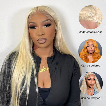 #613 Blonde Wig Glueless 5x5 HD Lace Closure Wig Blonde Human Hair Wigs 220% Density Alexwigs
