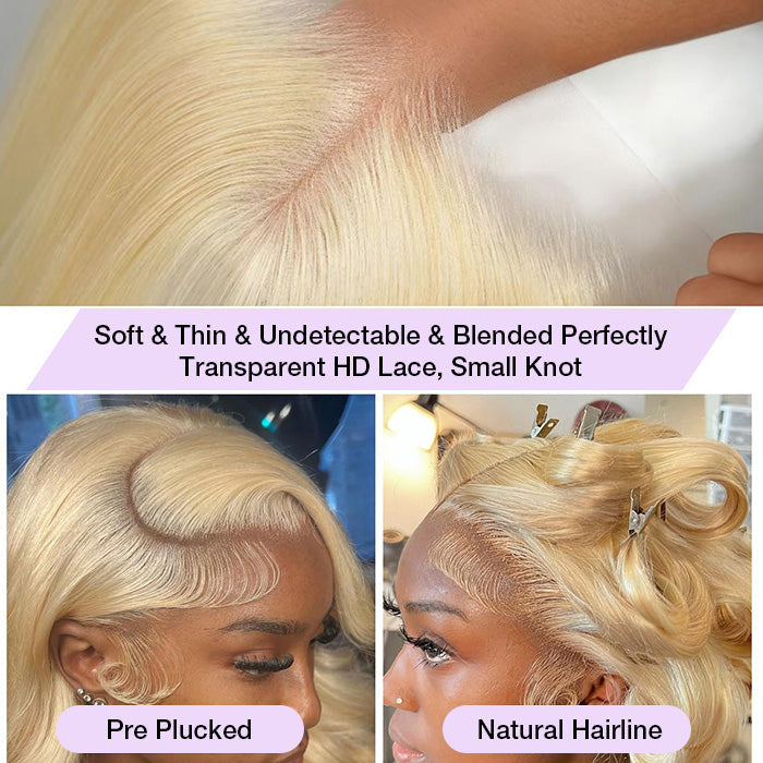 #613 Blonde Glueless Pull Go Drawstring Wigs Silky Straight 13x6 Full Lace Front Wig Alexwigs