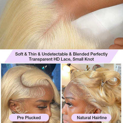 #613 Blonde Glueless Pull Go Drawstring Wigs Silky Straight 13x6 Full Lace Front Wig Alexwigs