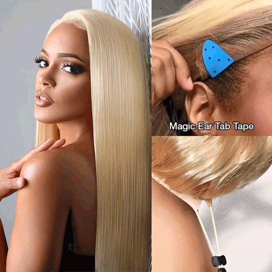 #613 Blonde Glueless Pull Go Drawstring Wigs Silky Straight 13x6 Full Lace Front Wig Alexwigs