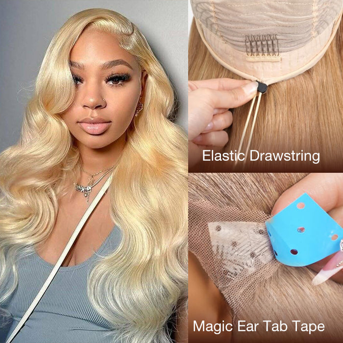 #613 Blonde Body Wave Pull Go Drawstring 13x6 Full Lace Front Glueless Wig Alexwigs