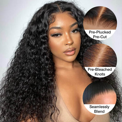 13x6 Full Lace Frontal Water Wave Wig Pre Bleached Glueless Lace Human Hair Wigs Super Secure Alexwigs