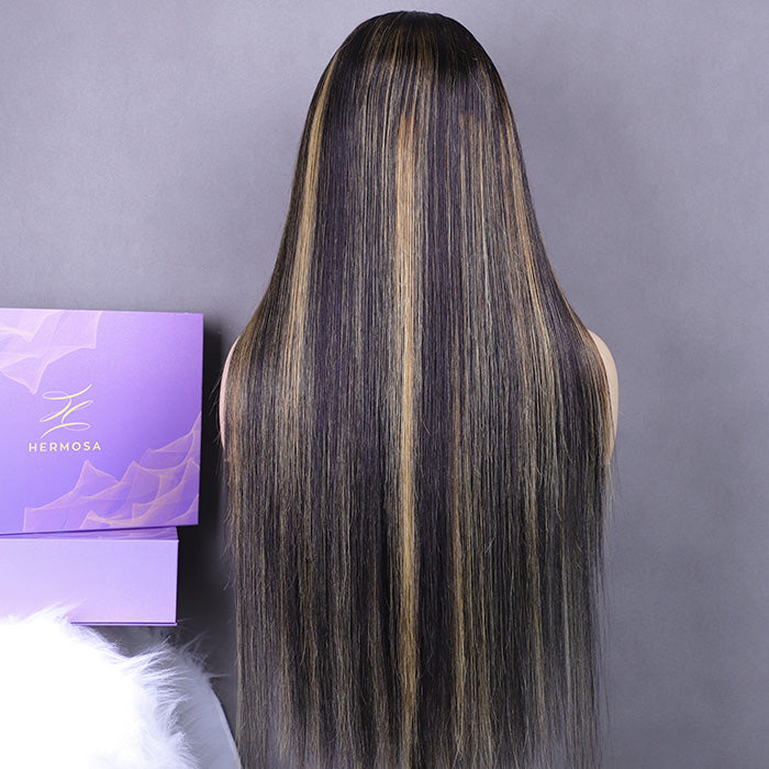 #P1B/27 Blonde Highlight 8x5Pre Cut Lace Closure Wigs Put On And Go Quick & Easy Glueless Wig Alexwigs