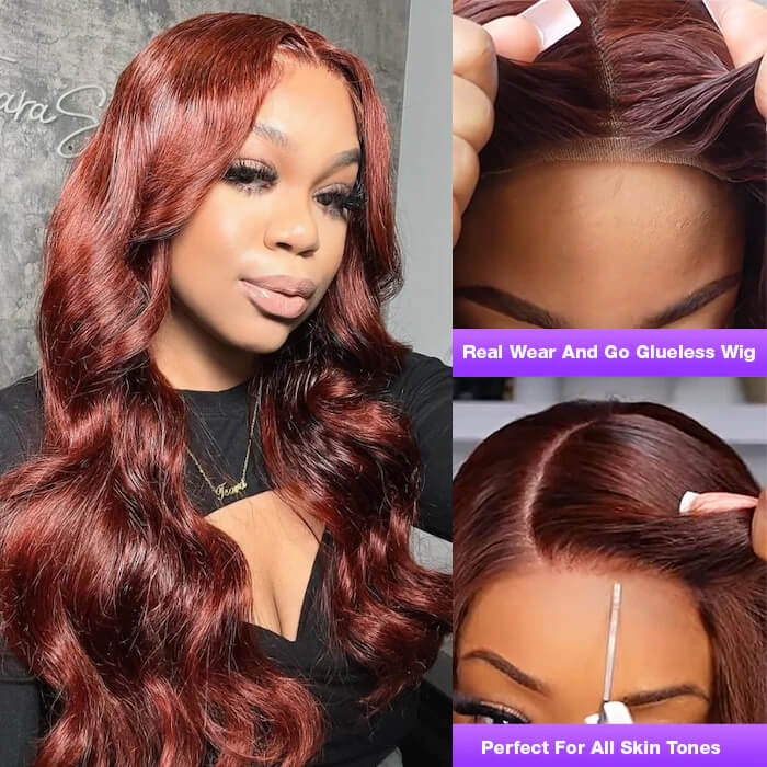 #33 Reddish Brown Color Upgrade 8*5 Pre Cut HD Lace Closure Wigs Glueless Ready & Go Wig Alexwigs