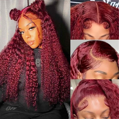 13x6 HD Lace Front Wig Human Hair Wigs 99J Burgundy Pre-Plucked Remy Human Hair Deep Part Wigs Alexwigs
