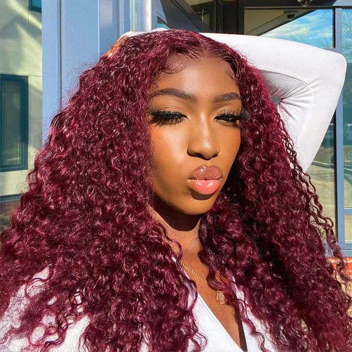 13x6 HD Lace Front Wig Human Hair Wigs 99J Burgundy Pre-Plucked Remy Human Hair Deep Part Wigs Alexwigs