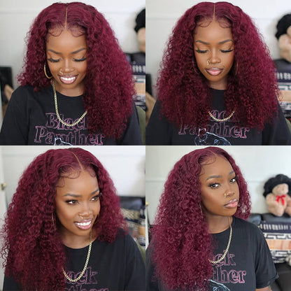13x6 HD Lace Front Wig Human Hair Wigs 99J Burgundy Pre-Plucked Remy Human Hair Deep Part Wigs Alexwigs