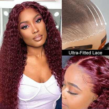 #99J Burgundy Wig Deep Wave Glueless Ready & Go Pre Cut Lace Closure Wig with Natural Hairline Alexwigs