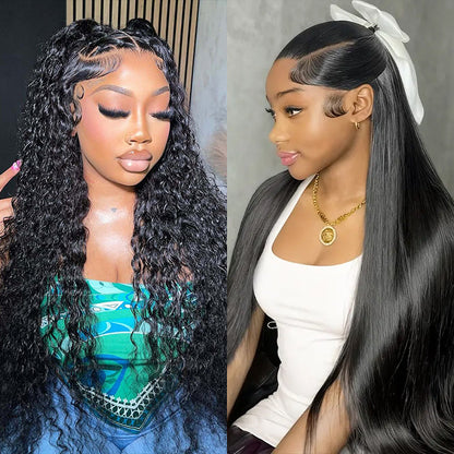 13x4 HD Lace Front Human Hair Wigs Deep Wave / Straight Pre Bleached Knots Ship In 24H Alexwigs