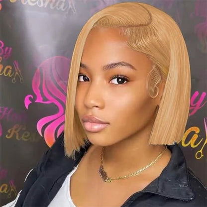 #27 Honey Blonde Short Straight Bob 13x4/4x4 Lace Wig 100% Human Virgin Hair Alexwigs