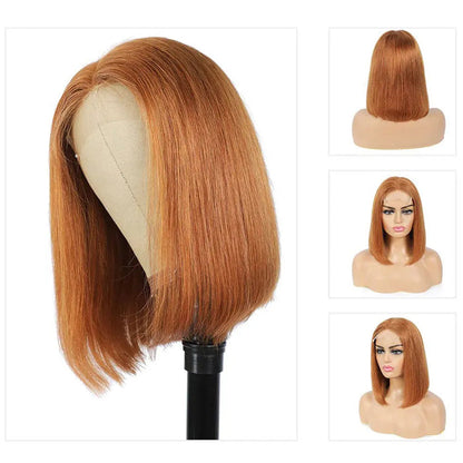 #30 Light Brown Short Straight Bob 13x4/4x4 Lace Wig 100% Human Virgin Hair Alexwigs