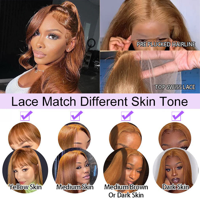 #30 Auburn Brown Hair Colored Human Hair Wigs Loose Wave 13x6 HD Lace Frontal Wigs Alexwigs