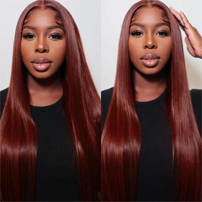#33 Reddish Brown Color 8*5 Pre Cut HD Lace Closure Wigs Ready & Go Glueless Wig Beginner Friendly Alexwigs