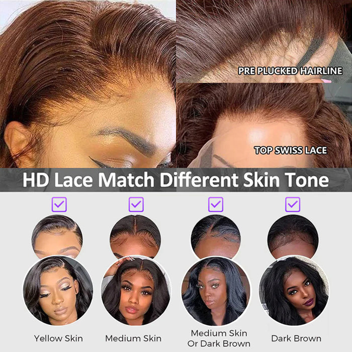 #4 Chocolate Brown Short Bob 4x4/5x5 Lace Closure Wig Human Virgin Hair 220% Density Alexwigs