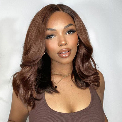 #4 Chocolate Brown Short Bob 4x4/5x5 Lace Closure Wig Human Virgin Hair 220% Density Alexwigs