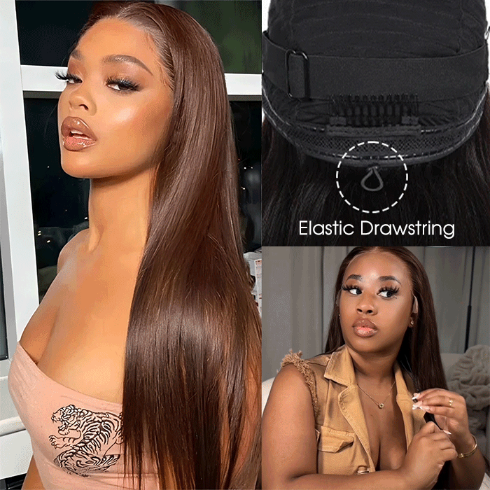 #4 Chocolate Brown 13x4 HD Lace Front Wigs Human Hair Wigs For Women Pre Plucked Alexwigs