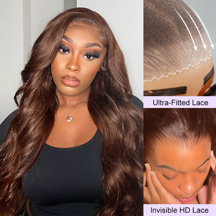 #4 Chocolate Brown Color Glueless Ready & Go Wig 8*5 Pre Cut HD Lace Closure Wigs Alexwigs