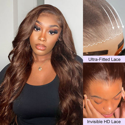 #4 Chocolate Brown Color Glueless Ready & Go Wig 8*5 Pre Cut HD Lace Closure Wigs Alexwigs