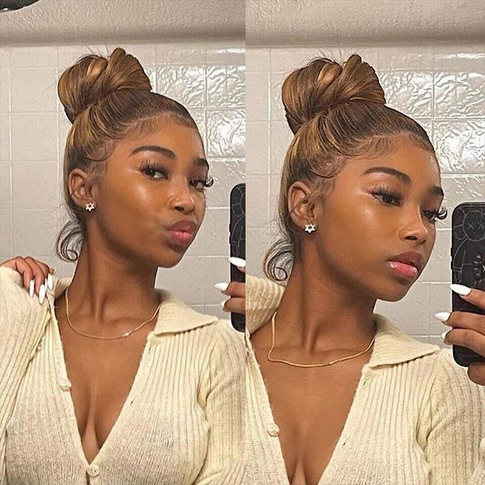 #4/27 Brown Highlights Straight Invisi Strap Snug Fit 360 Pre-Everything Glueless Lace Frontal Wig Alexwigs