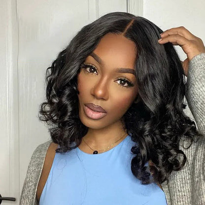 14 Inch Body Wave Short bob Wigs 5x5 Lace Closure Wigs Human Hair 100% Real Human Hair Wig Alexwigs