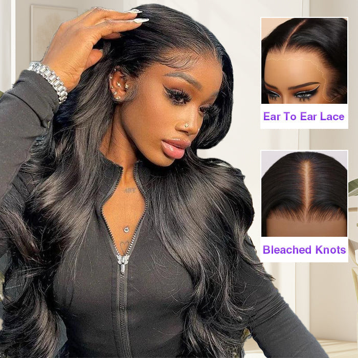 +$9.9 Get A Wig | Drawstring Cap Glueless 13x4 Frontal Lace Human Hair Wig Straight Pre-Cut Lace 220% Density Alexwigs