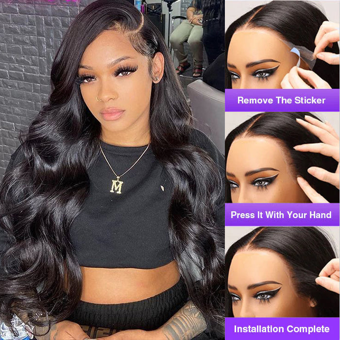 +$9.9 Get A Wig | Drawstring Cap Glueless 13x4 Frontal Lace Human Hair Wig Straight Pre-Cut Lace 220% Density Alexwigs