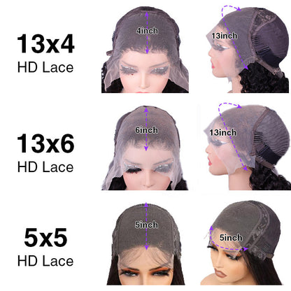 #99J Burgundy Layered Cut Straight Wigs 13x4 HD Lace Frontal Human Hair Wigs Alexwigs