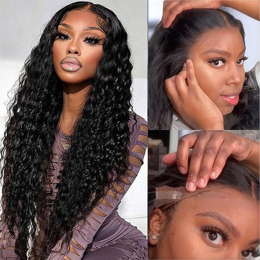 13x6 Pre-All Glueless Lace Frontal Wig Pre Cut Ear to Ear Lace Glueless Deep Wave Wigs Alexwigs