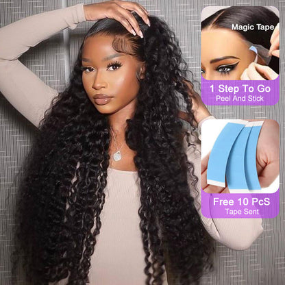 13x6 Pre-All Glueless Lace Frontal Wig Pre Cut Ear to Ear Lace Glueless Deep Wave Wigs Alexwigs