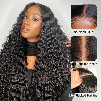 13x6 Pre-All Glueless Lace Frontal Wig Pre Cut Ear to Ear Lace Glueless Deep Wave Wigs Alexwigs