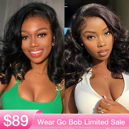 12" = $89 Short Bob Wig Loose Body Wave Pre Plucked HD Lace Human Hair Wig Beginner Friendly Glueless Alexwigs