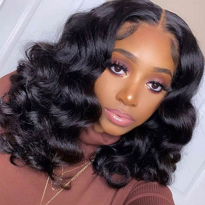 12" = $89 Short Bob Wig Loose Body Wave Pre Plucked HD Lace Human Hair Wig Beginner Friendly Glueless Alexwigs