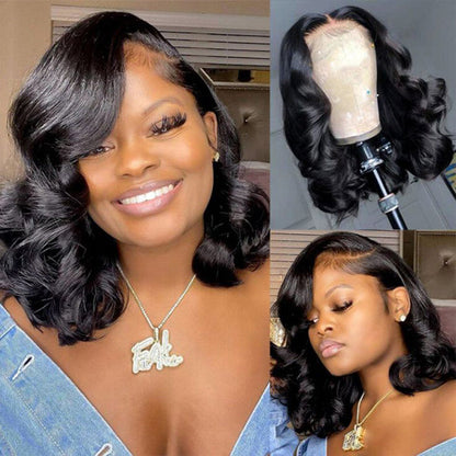 12" = $89 Short Bob Wig Loose Body Wave Pre Plucked HD Lace Human Hair Wig Beginner Friendly Glueless Alexwigs