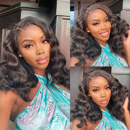 12" = $89 Short Bob Wig Loose Body Wave Pre Plucked HD Lace Human Hair Wig Beginner Friendly Glueless Alexwigs