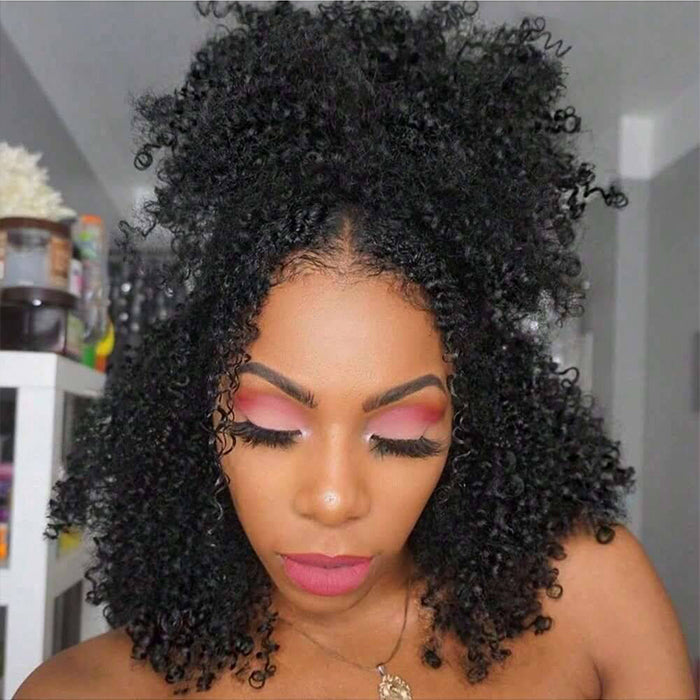 18" = $125 Glueless 4C Kinky Edge Afro Kinky Curly Human Hair Wig Pre Cut HD Lace Skin Melt Wigs Natural Hairline Alexwigs