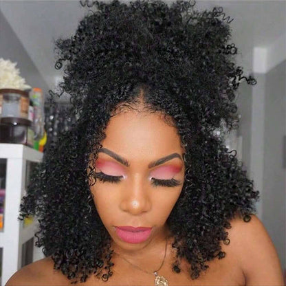 18" = $125 Glueless 4C Kinky Edge Afro Kinky Curly Human Hair Wig Pre Cut HD Lace Skin Melt Wigs Natural Hairline Alexwigs