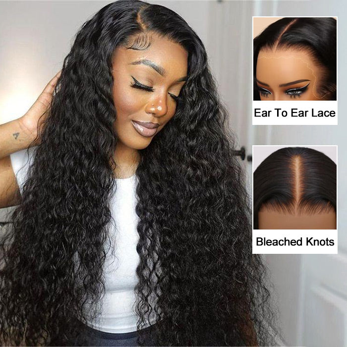 13x6 Full Lace Frontal Water Wave Wig Pre Bleached Glueless Lace Human Hair Wigs Super Secure Alexwigs