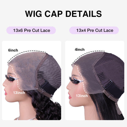 13x6 Pre-All Glueless Lace Frontal Wig Pre Cut Ear to Ear Lace Glueless Deep Wave Wigs Alexwigs