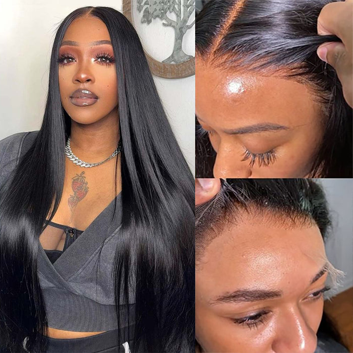 13x4 HD Lace Frontal Wig 100% Human Hair Wigs With Invisible Bleached Small Knots Hermosa Affordable Long Hair 180% Alexwigs