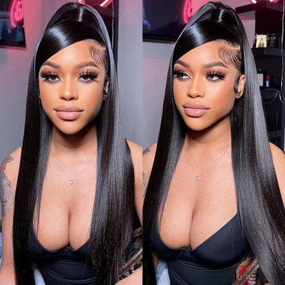 13x4 HD Lace Frontal Wig 100% Human Hair Wigs With Invisible Bleached Small Knots Hermosa Affordable Long Hair 180% Alexwigs