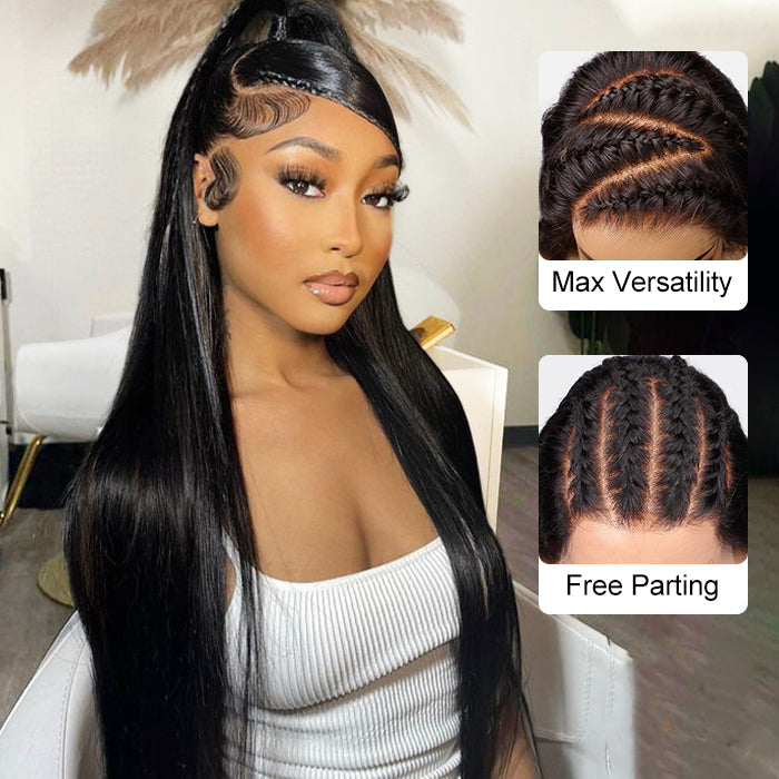 13x4 HD Lace Frontal Wig 100% Human Hair Wigs With Invisible Bleached Small Knots Hermosa Affordable Long Hair 180% Alexwigs