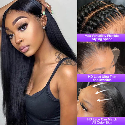 13x4 Pre-Cut Lace Front Straight Wig Real Ear To Ear Pre-Cut & Pre-Pluck & Pre-Bleached Pre-All Wig Alexwigs