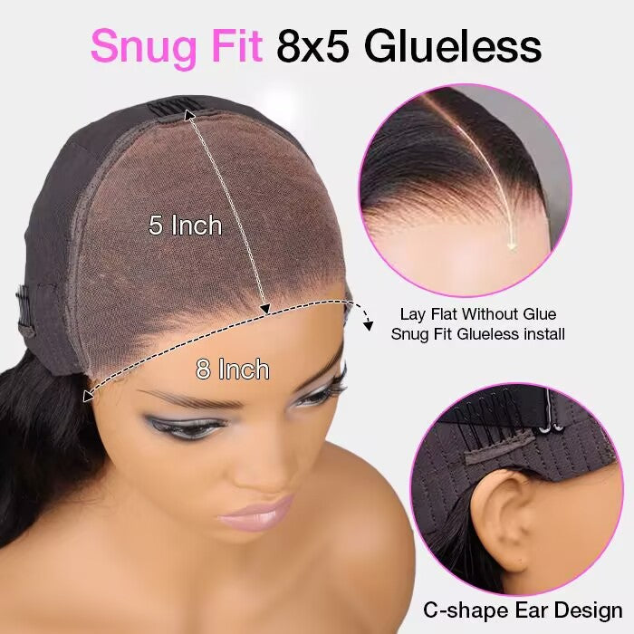 #33 Reddish Brown Color 8*5 Pre Cut HD Lace Closure Wigs Ready & Go Glueless Wig Beginner Friendly Alexwigs