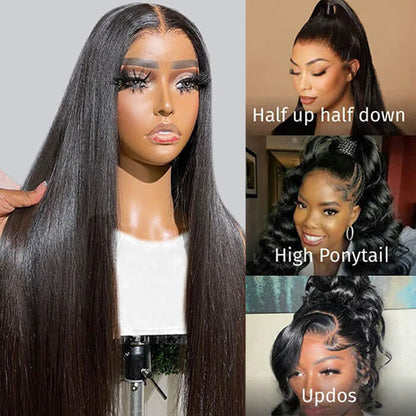 +$9.9 Get A Wig | Drawstring Cap Glueless 13x4 Frontal Lace Human Hair Wig Straight Pre-Cut Lace 220% Density Alexwigs