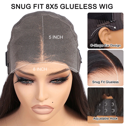 #33 Reddish Brown Curtain Bangs Wigs 13x4 HD Lace Front Human Hair Wig Alexwigs