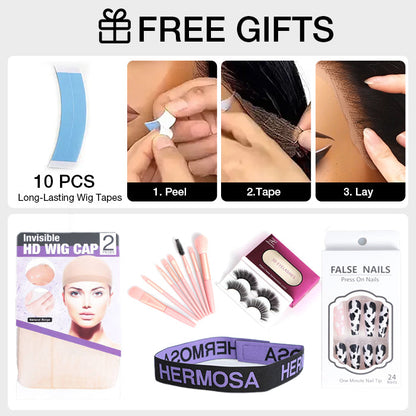 +$9.9 Get A Wig | Drawstring Cap Glueless 13x4 Frontal Lace Human Hair Wig Straight Pre-Cut Lace 220% Density Alexwigs