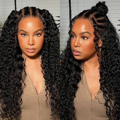 +$9.9 Get A Wig | Drawstring Cap Glueless 13x4 Frontal Lace Human Hair Wig Straight Pre-Cut Lace 220% Density Alexwigs