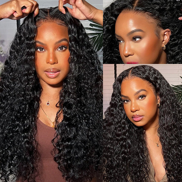 13x6 Full Lace Frontal Water Wave Wig Pre Bleached Glueless Lace Human Hair Wigs Super Secure Alexwigs