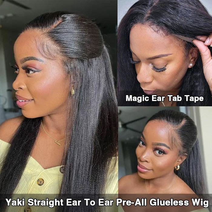 13x6 Lace Frontal Yaki Straight Pre Cut & Pre-Plucked Real Ear To Ear Pre-All Glueless Wig Alexwigs